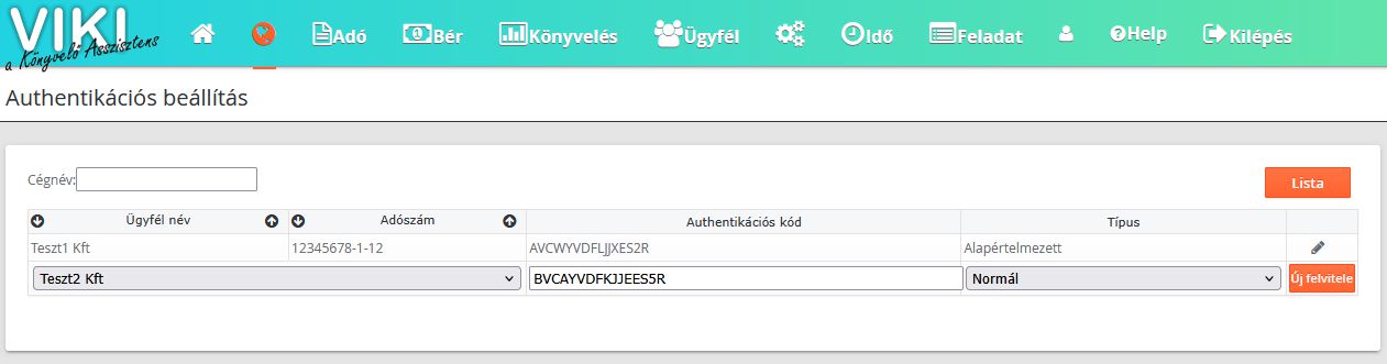 VIKI authentikátor beállítás